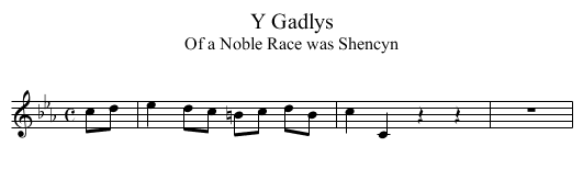 Gadlys, Y - staff notation
