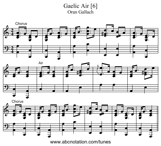 Gaelic Air [6] - staff notation