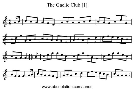 Gaelic Club [1], The - staff notation