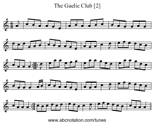 Gaelic Club [2], The - staff notation
