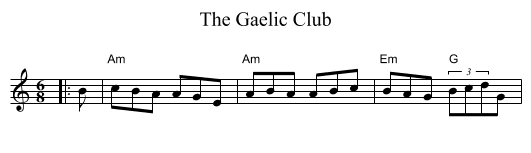 Gaelic Club, The  - staff notation