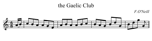 Gaelic Club, the  - staff notation