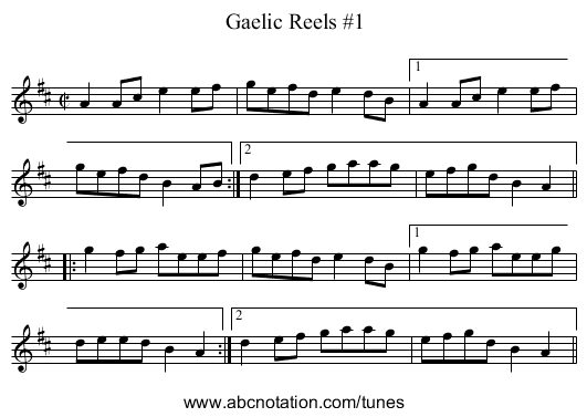 Gaelic Reels #1 - staff notation