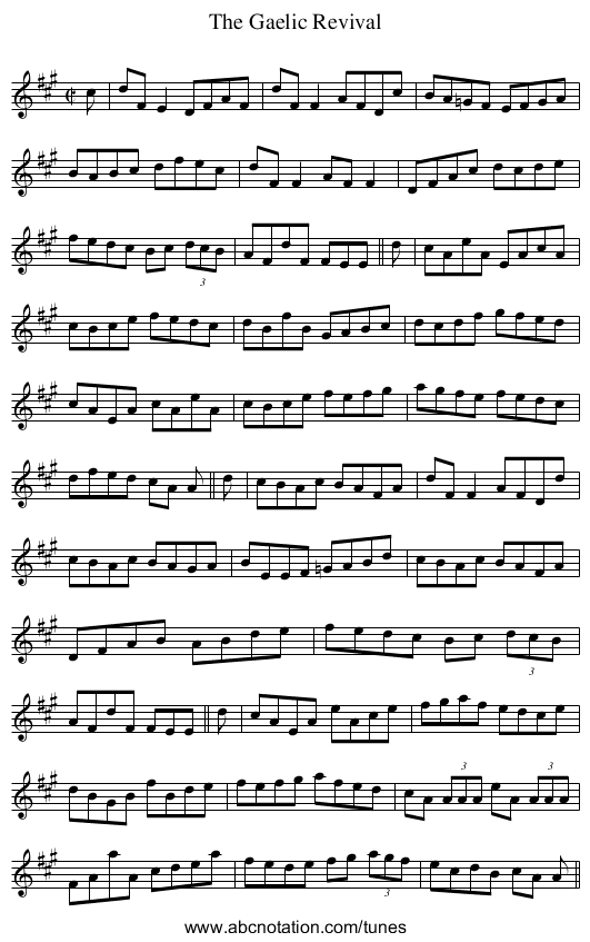 Gaelic Revival, The - staff notation