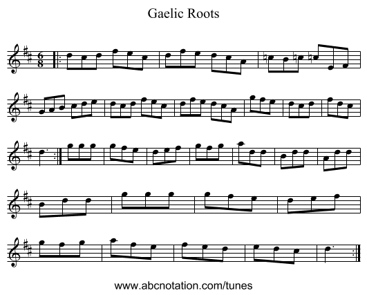 Gaelic Roots - staff notation