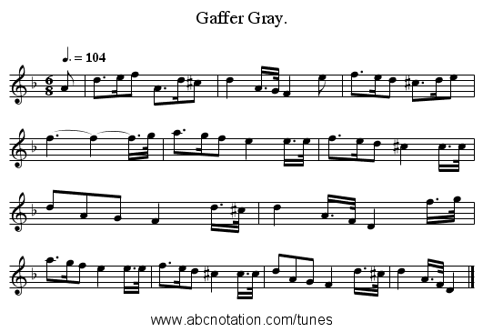 Gaffer Gray. - staff notation