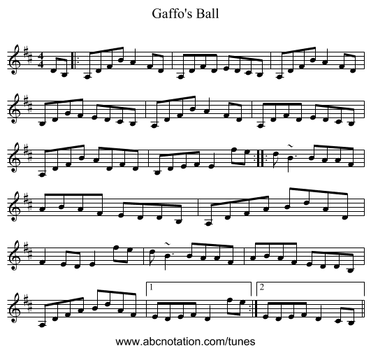 Gaffo's Ball - staff notation