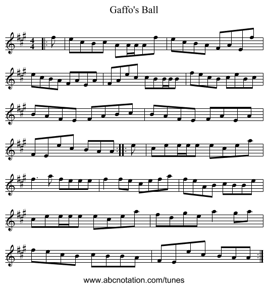 Gaffo's Ball - staff notation