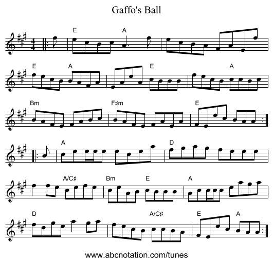 Gaffo's Ball - staff notation