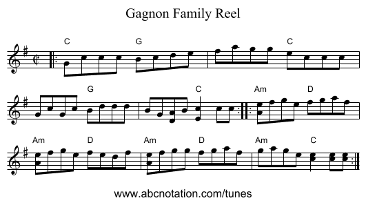 Gagnon Family Reel - staff notation