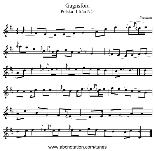Gagnsf&ouml;ra - staff notation