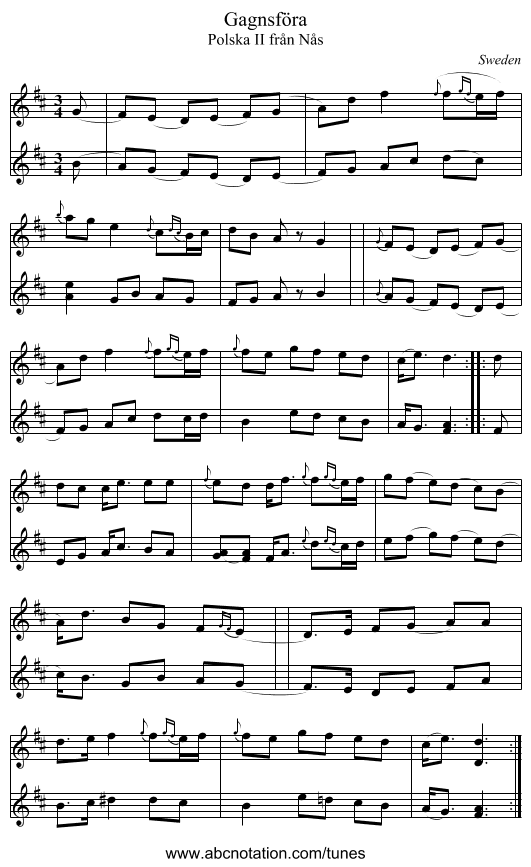 Gagnsf&ouml;ra - staff notation