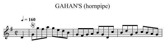 GAHAN'S (hornpipe) - staff notation