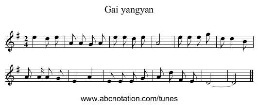 Gai yangyan - staff notation