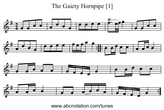 Gaiety Hornpipe [1], The - staff notation