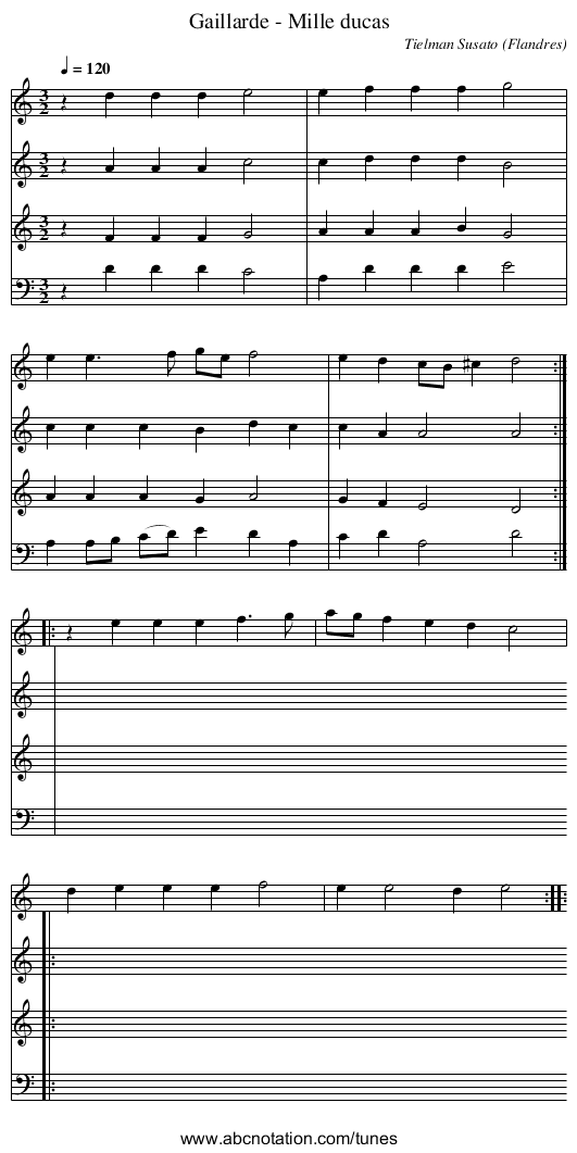 Gaillarde - Mille ducas - staff notation