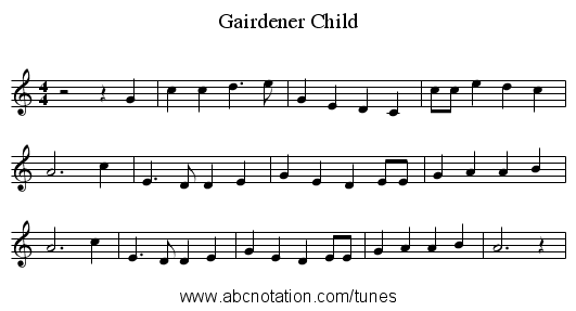 Gairdener Child - staff notation