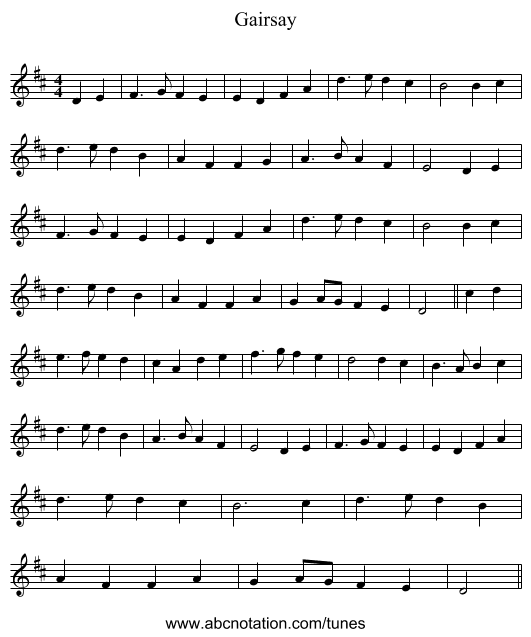 Gairsay - staff notation