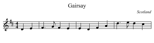 Gairsay - staff notation