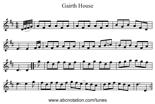 Gairth House - staff notation