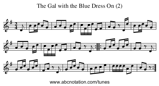 Gal with the Blue Dress On (2), The - staff notation