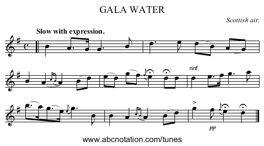 GALA WATER - staff notation