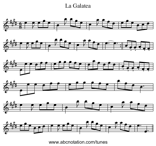 Galatea, La - staff notation