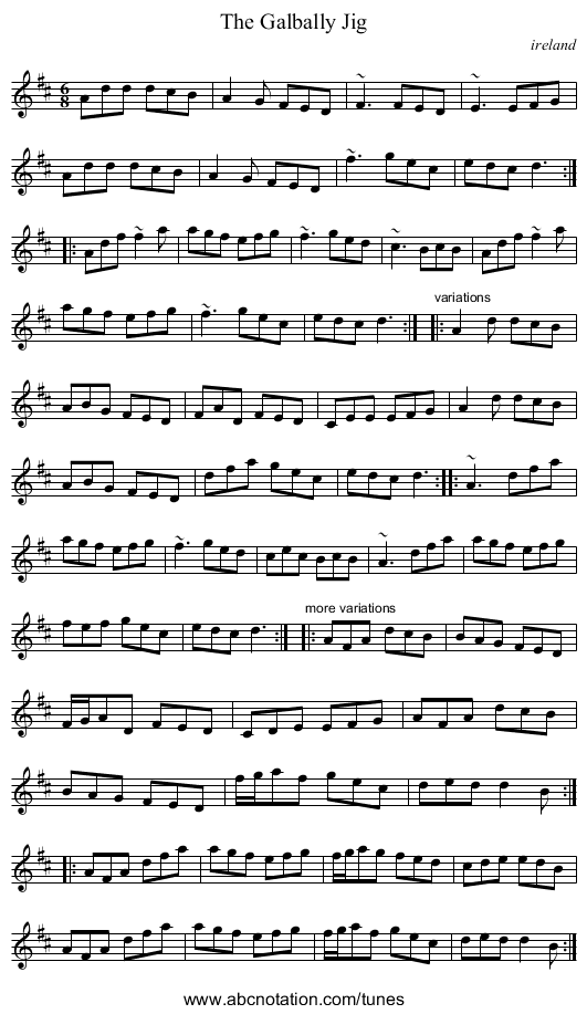 Galbally Jig, The - staff notation