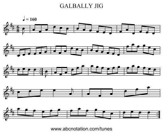 GALBALLY JIG - staff notation