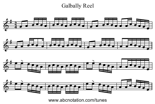 Galbally Reel - staff notation