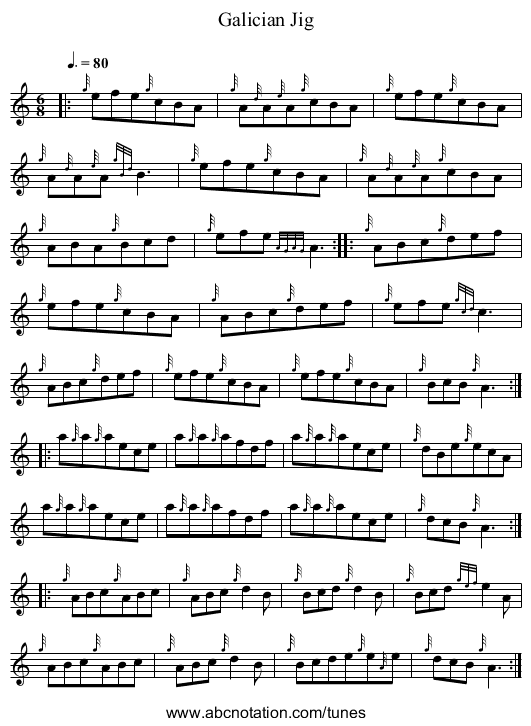 Galician Jig - staff notation