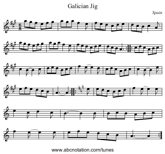 Galician Jig - staff notation