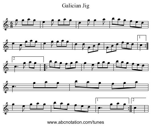 Galician Jig - staff notation