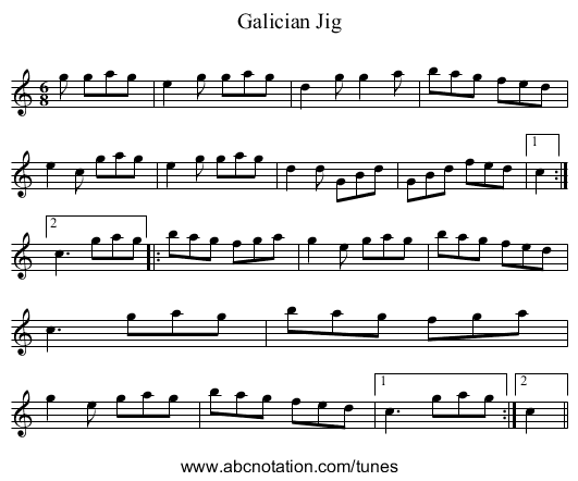 Galician Jig - staff notation