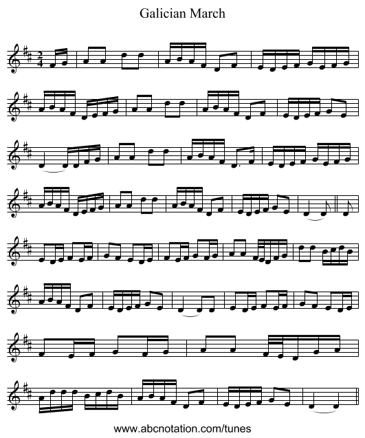 Galician March - staff notation