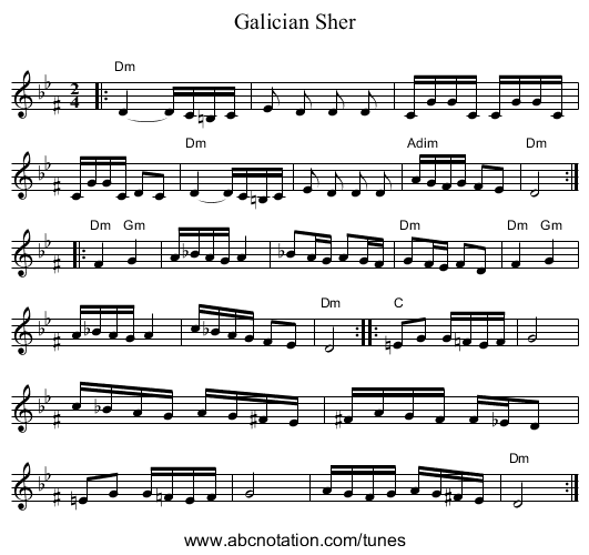 Galician Sher - staff notation