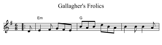 Gallagher's Frolics - staff notation