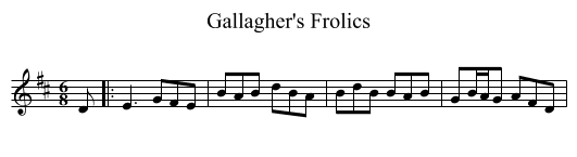 Gallagher's Frolics - staff notation