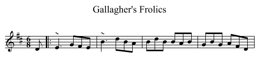 Gallagher's Frolics - staff notation
