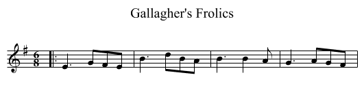 Gallagher's Frolics - staff notation