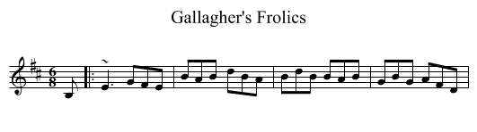 Gallagher's Frolics - staff notation