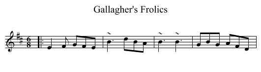 Gallagher's Frolics - staff notation