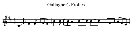 Gallagher's Frolics - staff notation