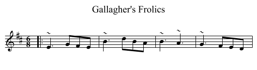 Gallagher's Frolics - staff notation