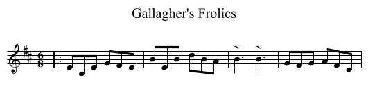 Gallagher's Frolics - staff notation