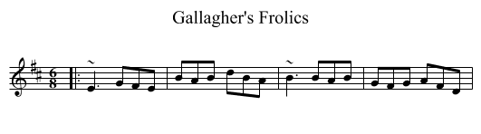 Gallagher's Frolics - staff notation