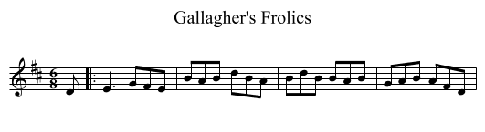 Gallagher's Frolics - staff notation