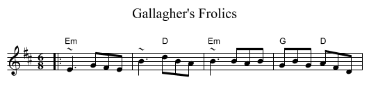 Gallagher's Frolics - staff notation