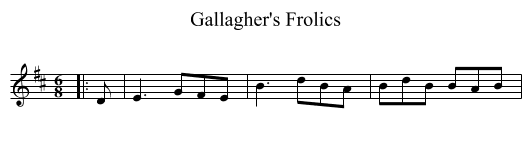 Gallagher's Frolics - staff notation