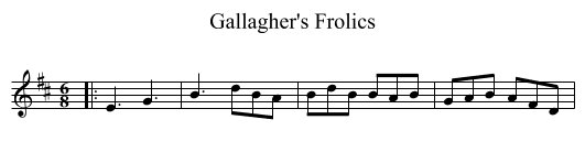 Gallagher's Frolics - staff notation